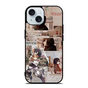 ATTACK ON TITAN MIKASA ACKERMAN COLLAGE iPhone 15 Case Cover ATTACK ON TITAN MIKASA ACKERMAN COLLAGE iPhone 15 Case Cover