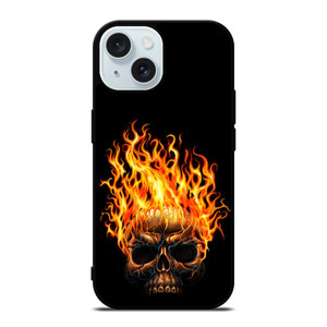 BIKER SKULL FLAMING iPhone 15 Case Cover