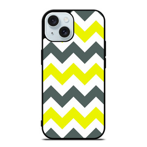 CHEVRON PATTERN YELLOW AND GREY iPhone 15 Case Cover