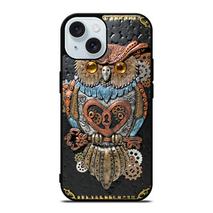 OWL STEAMPUNK BOOK iPhone 15 Case Cover OWL STEAMPUNK BOOK iPhone 15 Case Cover