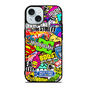 STICKER BOMB DC HOONIGAN iPhone 15 Case Cover STICKER BOMB DC HOONIGAN iPhone 15 Case Cover