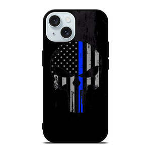 THIN BLUE LINE PUNISHER BLACK iPhone 15 Case Cover
