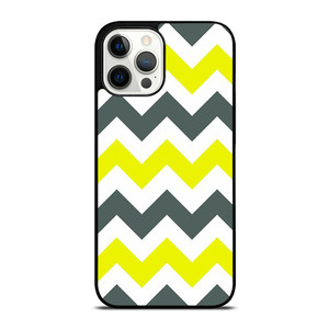 CHEVRON PATTERN YELLOW AND GREY iPhone 12 Pro Max Case Cover