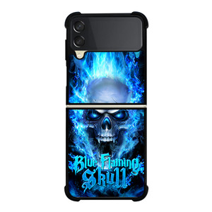 BIKER SKULL FLAMING BLUE Samsung Galaxy Z Flip 3 5G Case Cover