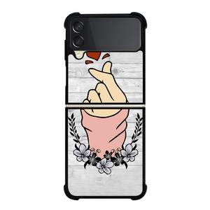WOODEN CUTE HEART FINGER Samsung Galaxy Z Flip 3 5G Case Cover