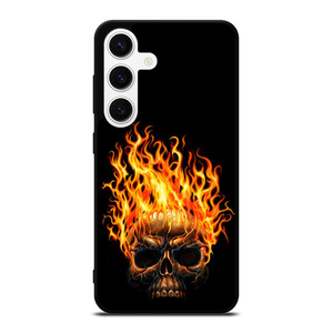 BIKER SKULL FLAMING Samsung Galaxy S24 Case Cover