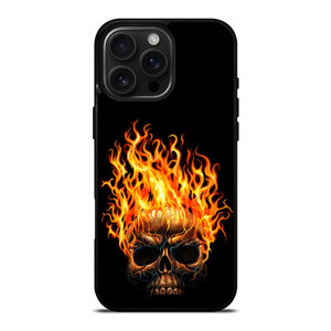 BIKER SKULL FLAMING iPhone 16 Pro Max Case Cover