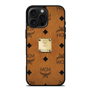 MCM WORLD WIDE BROWN LEATHER iPhone 16 Pro Max Case Cover