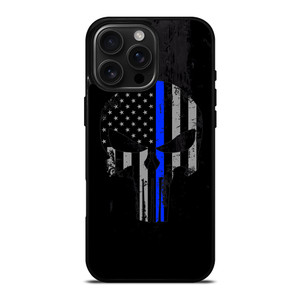 THIN BLUE LINE PUNISHER BLACK iPhone 16 Pro Max Case Cover