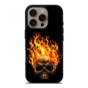 BIKER SKULL FLAMING iPhone 16 Pro Case Cover