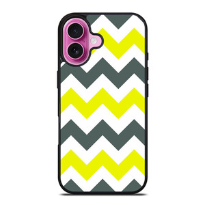 CHEVRON PATTERN YELLOW AND GREY iPhone 16 Plus Case Cover