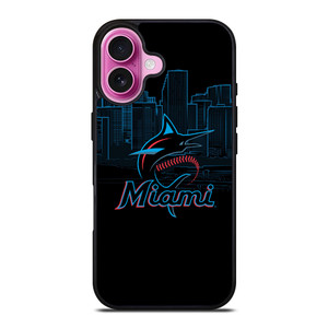 MIAMI MARLINS BLACK iPhone 16 Plus Case Cover
