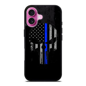 THIN BLUE LINE PUNISHER BLACK iPhone 16 Plus Case Cover