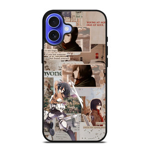 ATTACK ON TITAN MIKASA ACKERMAN COLLAGE iPhone 16 Case Cover ATTACK ON TITAN MIKASA ACKERMAN COLLAGE iPhone 16 Case Cover