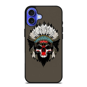 INDIAN FEATHER SKULL iPhone 16 Case Cover