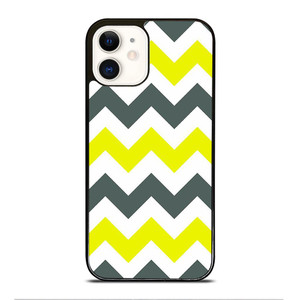 CHEVRON PATTERN YELLOW AND GREY iPhone 12 Case Cover
