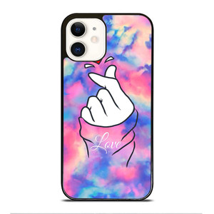 CUTE HEART FINGER MARBLE iPhone 12 Case Cover