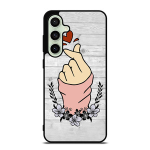WOODEN CUTE HEART FINGER Samsung Galaxy S24 FE Case Cover