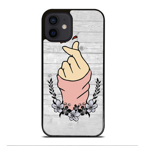 WOODEN CUTE HEART FINGER iPhone 12 Mini Case Cover WOODEN CUTE HEART FINGER iPhone 12 Mini Case Cover