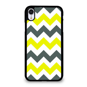 CHEVRON PATTERN YELLOW AND GREY iPhone XR Case Cover