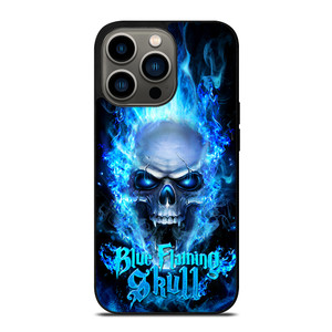 BIKER SKULL FLAMING BLUE iPhone 13 Pro Case Cover