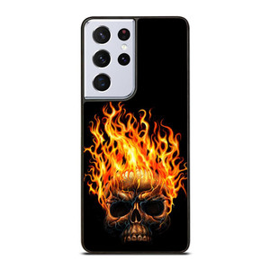 BIKER SKULL FLAMING Samsung Galaxy S21 Ultra Case Cover