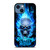 BIKER SKULL FLAMING BLUE iPhone 14 Case Cover BIKER SKULL FLAMING BLUE iPhone 14 Case Cover