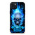 BIKER SKULL FLAMING BLUE iPhone 15 Plus Case Cover