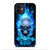 BIKER SKULL FLAMING BLUE iPhone 12 Mini Case Cover