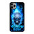 BIKER SKULL FLAMING BLUE iPhone 11 Pro Max Case Cover