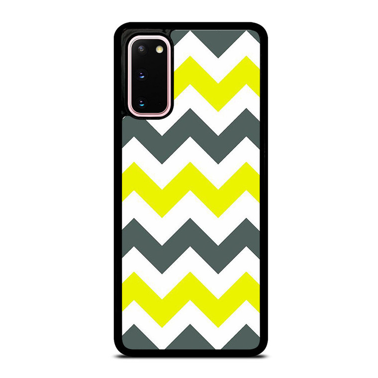 CHEVRON PATTERN YELLOW AND GREY Samsung Galaxy S20 Case Cover
