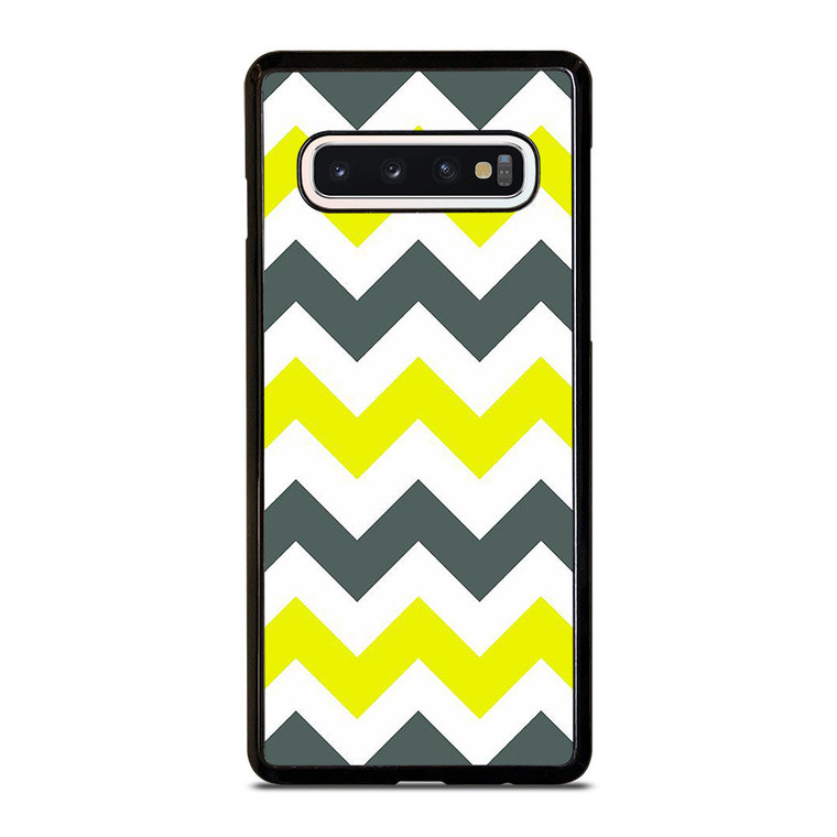 CHEVRON PATTERN YELLOW AND GREY Samsung Galaxy S10 Case Cover CHEVRON PATTERN YELLOW AND GREY Samsung Galaxy S10 Case Cover