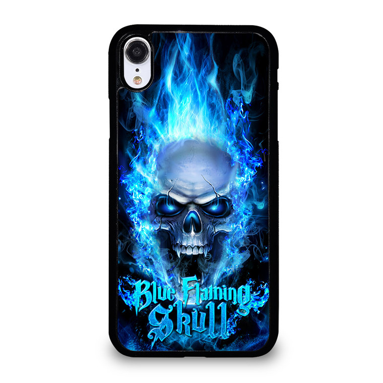 BIKER SKULL FLAMING BLUE iPhone XR Case Cover BIKER SKULL FLAMING BLUE iPhone XR Case Cover