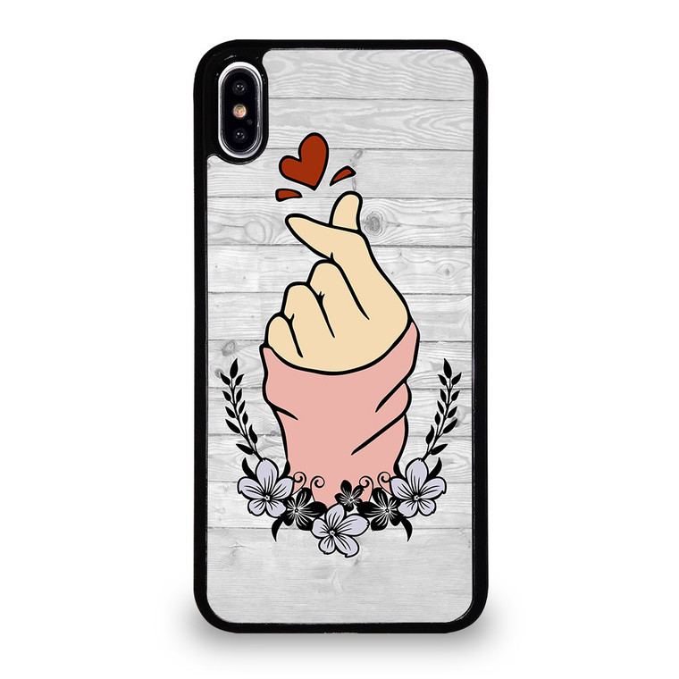 WOODEN CUTE HEART FINGER iPhone XS Max Case Cover