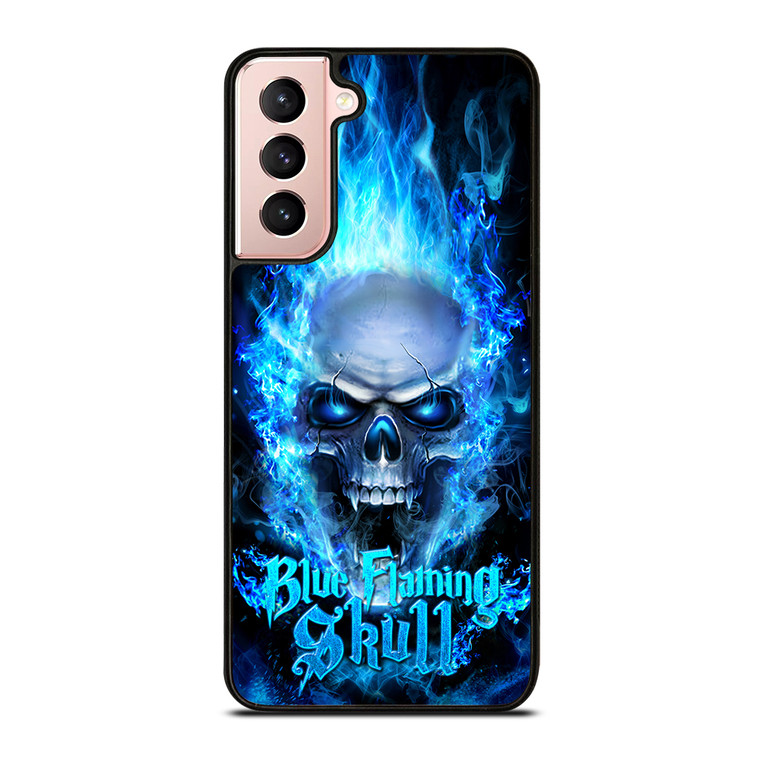 BIKER SKULL FLAMING BLUE Samsung Galaxy S21 Case Cover