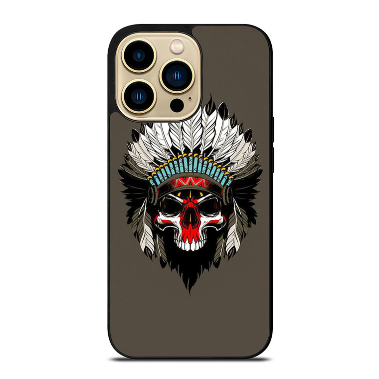 INDIAN FEATHER SKULL iPhone 14 Pro Max Case Cover