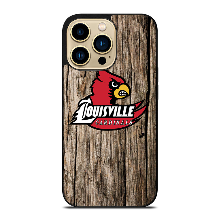 LOUISVILLE CARDINALS WOODEN iPhone 14 Pro Max Case Cover
