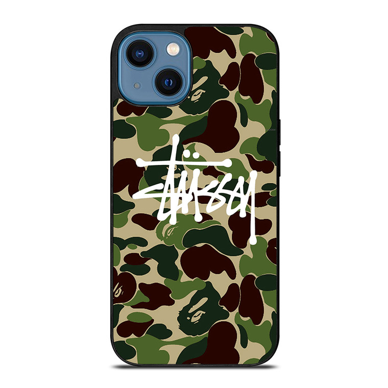STUSSY BAPE CAMO iPhone 14 Case Cover STUSSY BAPE CAMO iPhone 14 Case Cover