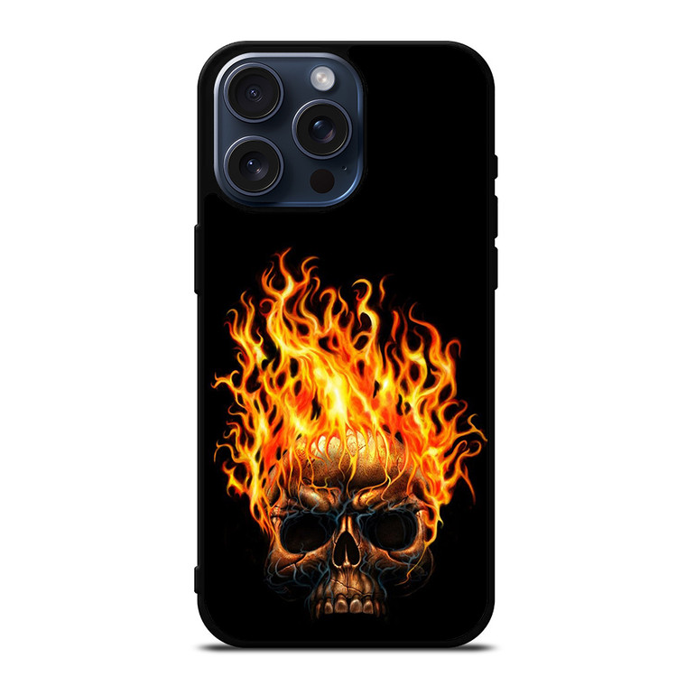 BIKER SKULL FLAMING iPhone 15 Pro Max Case Cover BIKER SKULL FLAMING iPhone 15 Pro Max Case Cover