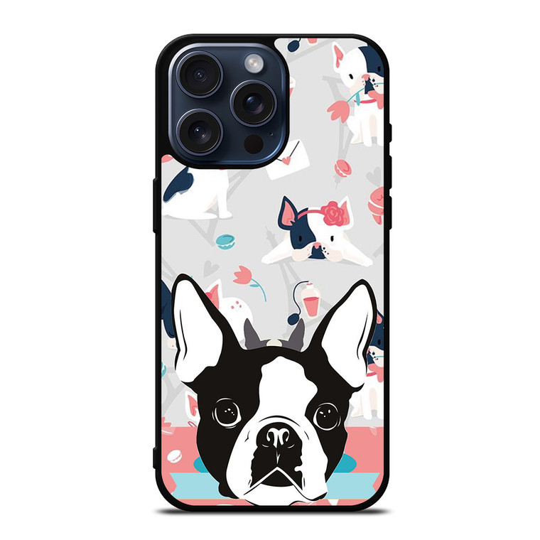 BOSTON TERRIER DOG 3 iPhone 15 Pro Max Case Cover