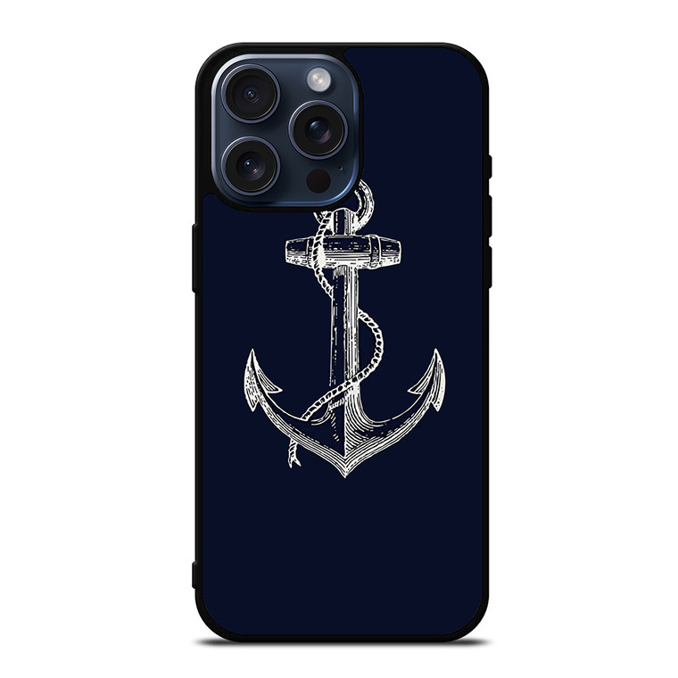 NAUTICAL ANCHOR NAVY BLUE iPhone 15 Pro Max Case Cover