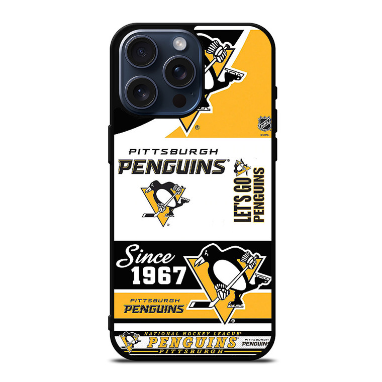 PITTSBURGH PENGUINS LOGO COLLAGE iPhone 15 Pro Max Case Cover