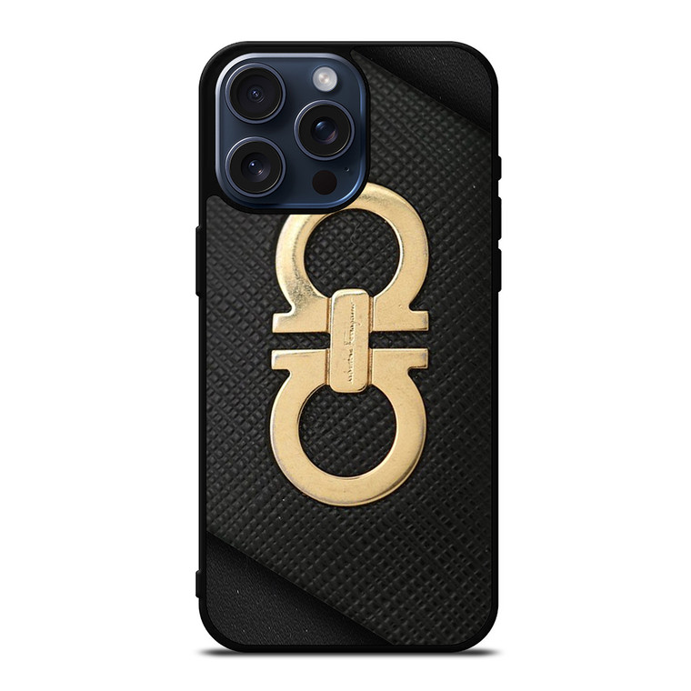 SALVATORE FERRAGAMO GOLD LOGO iPhone 15 Pro Max Case Cover