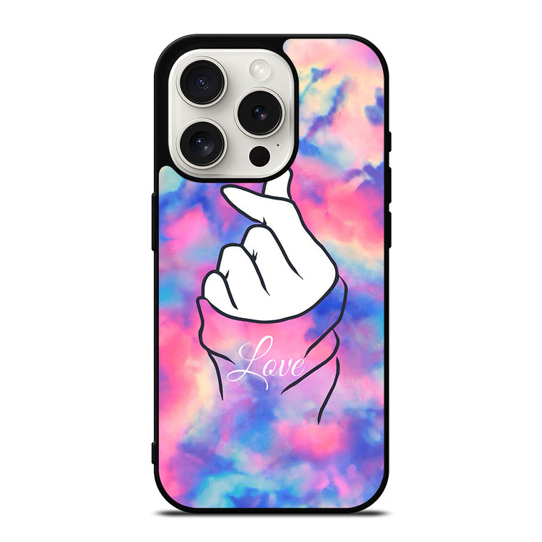 CUTE HEART FINGER MARBLE iPhone 15 Pro Case Cover
