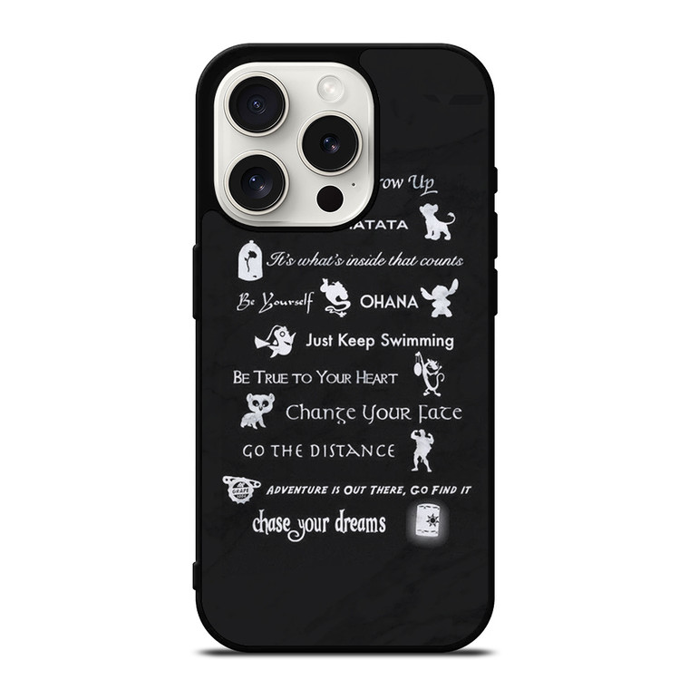 DISNEY LESSONS BLACK MARBLE iPhone 15 Pro Case Cover