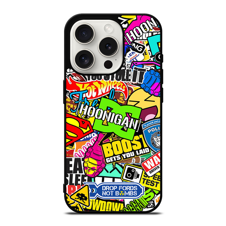 STICKER BOMB DC HOONIGAN iPhone 15 Pro Case Cover