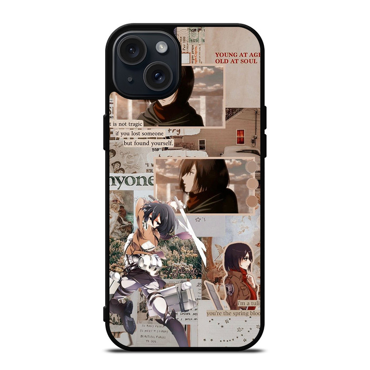 ATTACK ON TITAN MIKASA ACKERMAN COLLAGE iPhone 15 Plus Case Cover