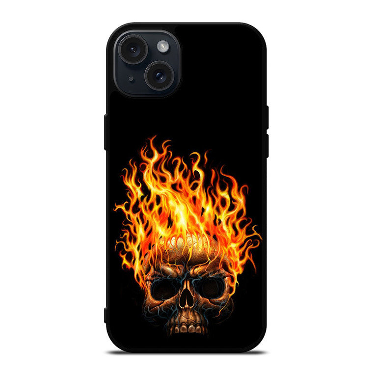 BIKER SKULL FLAMING iPhone 15 Plus Case Cover