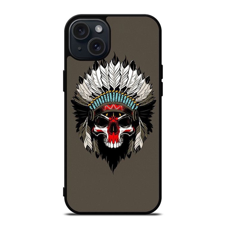 INDIAN FEATHER SKULL iPhone 15 Plus Case Cover