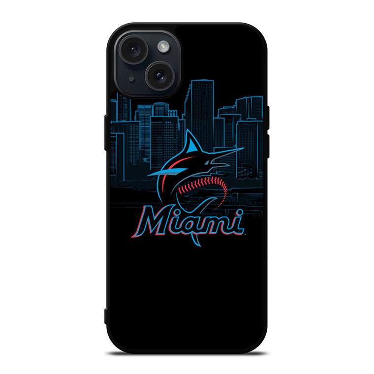 MIAMI MARLINS BLACK iPhone 15 Plus Case Cover